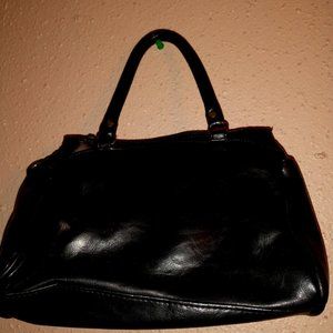 BLACK,LEATHER, SHORT HAND STRAPPED PURSE